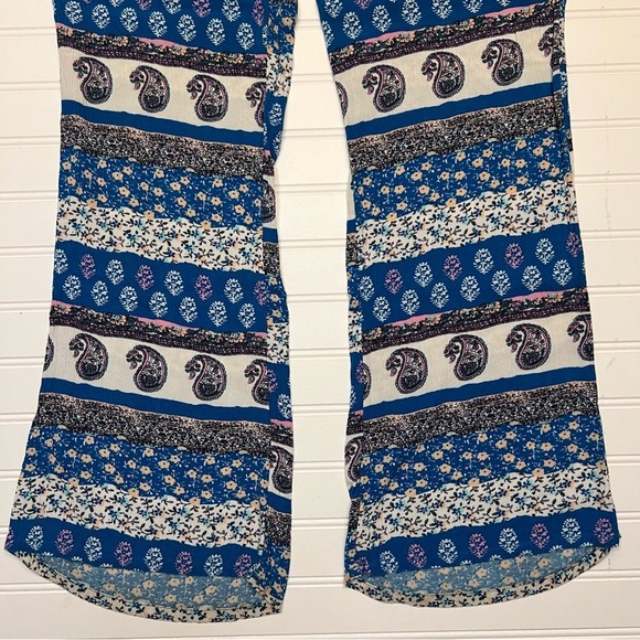 American Eagle Outfitters Blue & White Paisley Floral Boho Pull On Pants Size L - Picture 4 of 11
